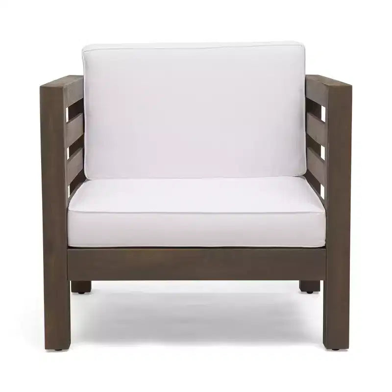 Fauteuils de jardin Cascada en bois d'acacia avec coussins GDFStudio (Lot de 2)