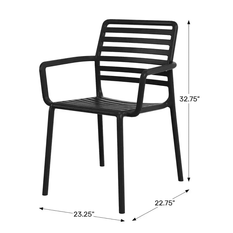 WestinTrends Playa Chaises de salle à manger empilables en résine de polypropylène plastique pour l'extérieur avec accoudoirs (lot de 4)