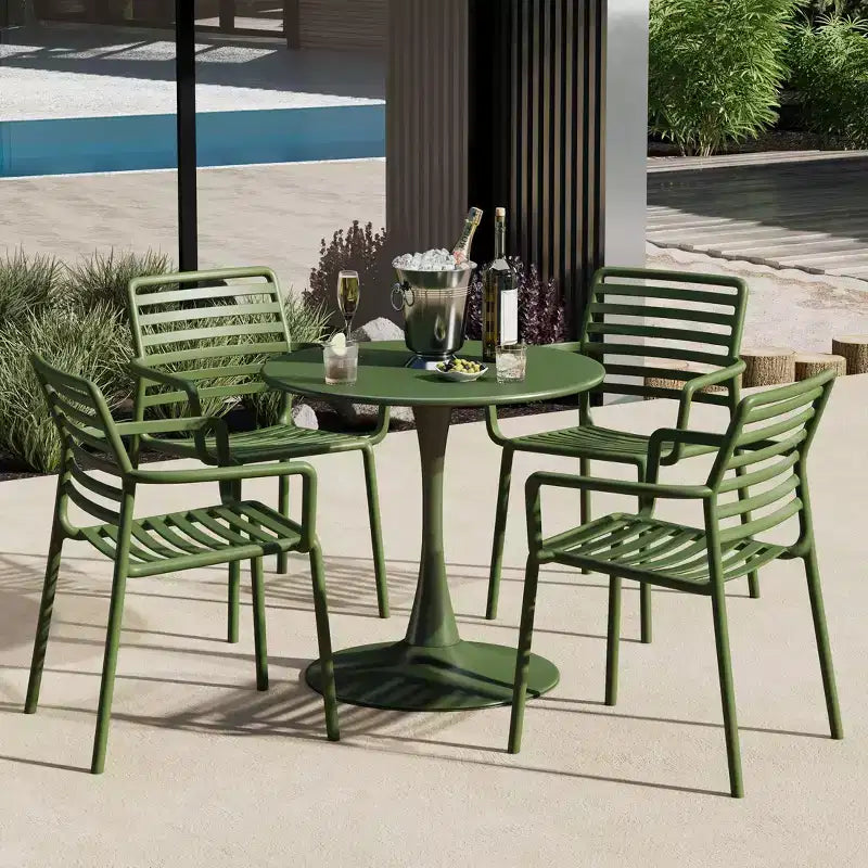 WestinTrends Playa Chaises de salle à manger empilables en résine de polypropylène plastique pour l'extérieur avec accoudoirs (lot de 4)