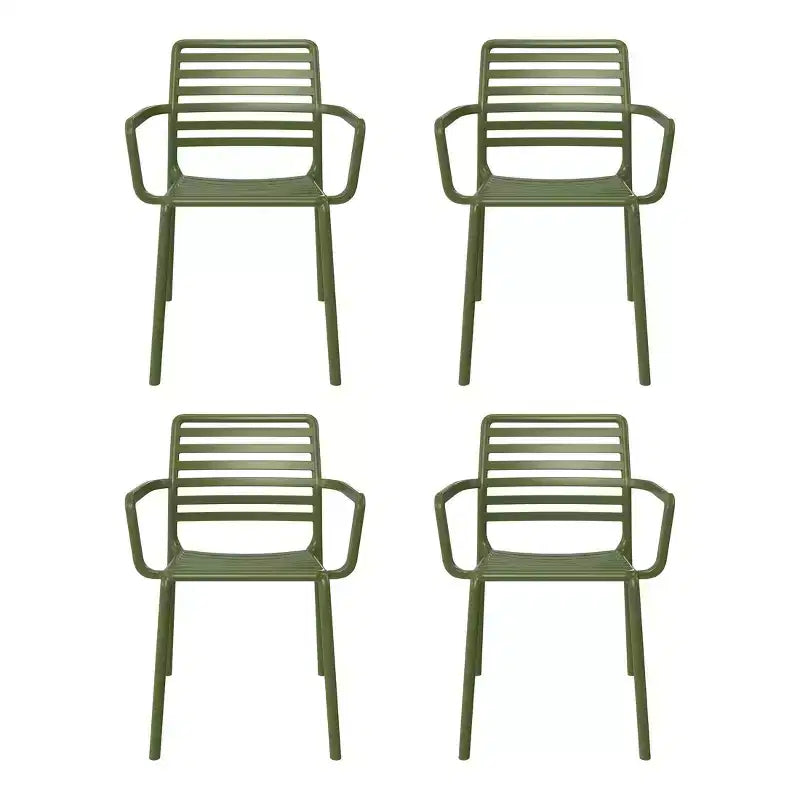 WestinTrends Playa Chaises de salle à manger empilables en résine de polypropylène plastique pour l'extérieur avec accoudoirs (lot de 4)