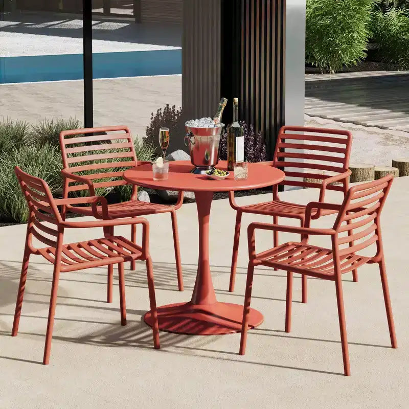 WestinTrends Playa Chaises de salle à manger empilables en résine de polypropylène plastique pour l'extérieur avec accoudoirs (lot de 4)