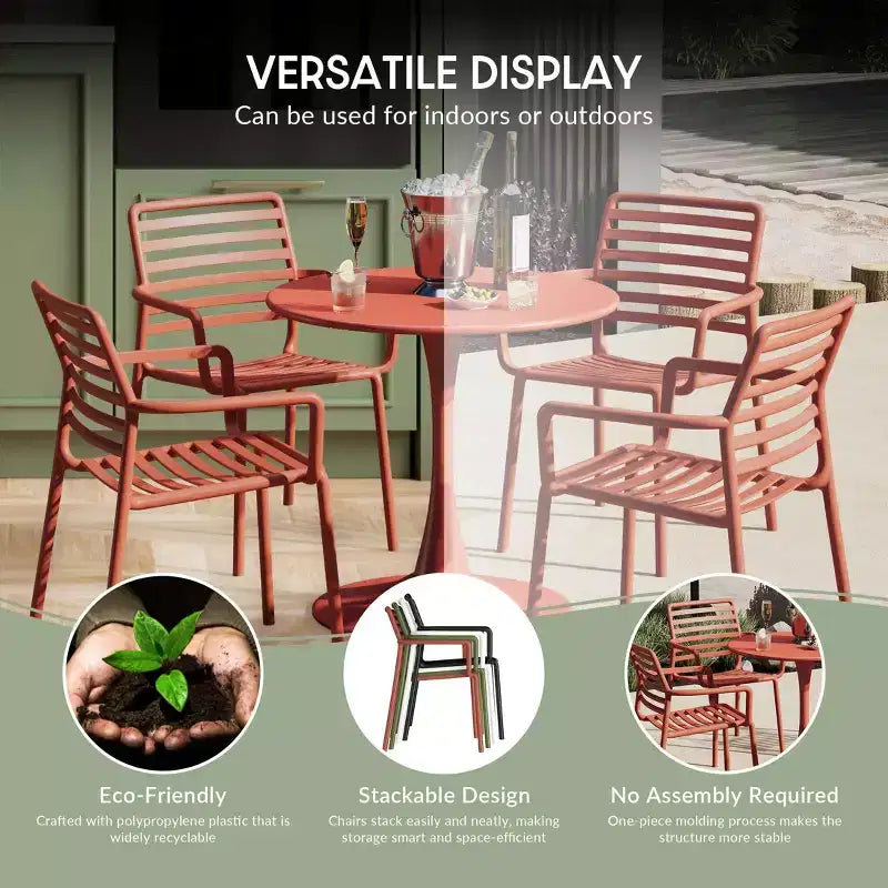 WestinTrends Playa Chaises de salle à manger empilables en résine de polypropylène plastique pour l'extérieur avec accoudoirs (lot de 4)