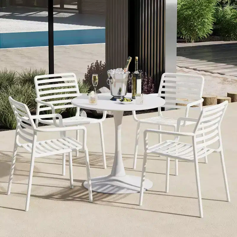 WestinTrends Playa Chaises de salle à manger empilables en résine de polypropylène plastique pour l'extérieur avec accoudoirs (lot de 4)