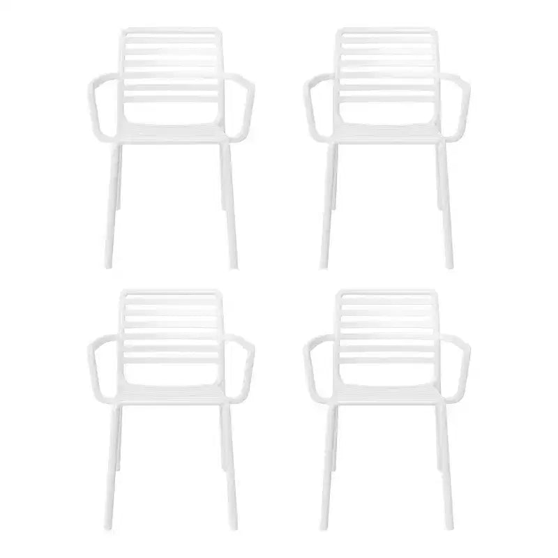 WestinTrends Playa Chaises de salle à manger empilables en résine de polypropylène plastique pour l'extérieur avec accoudoirs (lot de 4)