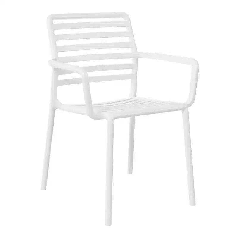 WestinTrends Playa Chaises de salle à manger empilables en résine de polypropylène plastique pour l'extérieur avec accoudoirs (lot de 4)