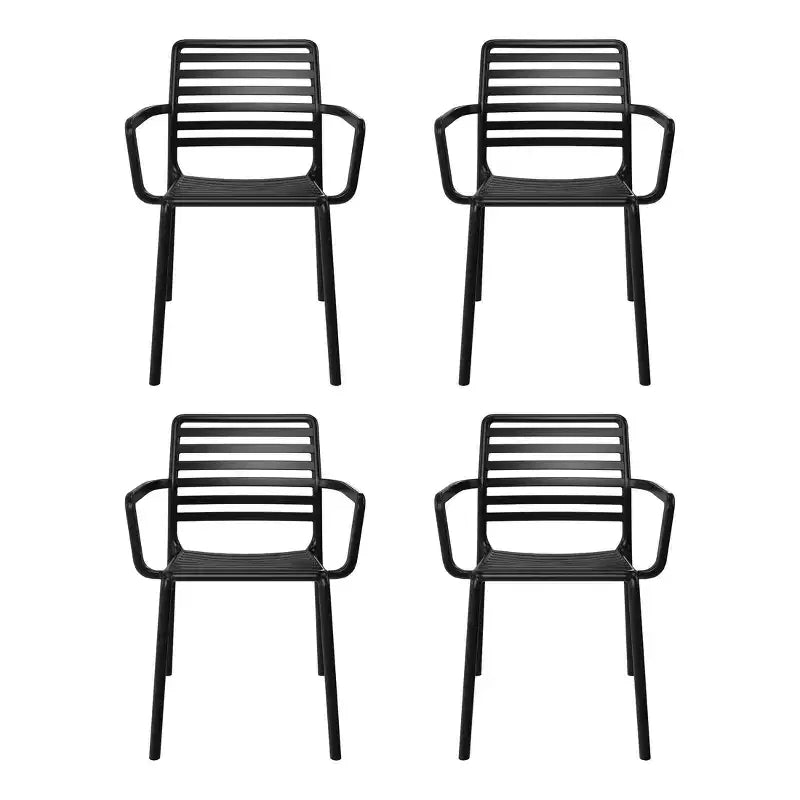 WestinTrends Playa Chaises de salle à manger empilables en résine de polypropylène plastique pour l'extérieur avec accoudoirs (lot de 4)