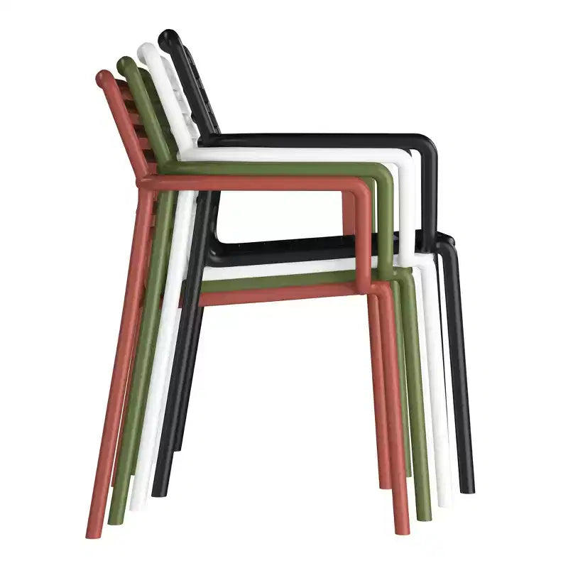 WestinTrends Playa Chaises de salle à manger empilables en résine de polypropylène plastique pour l'extérieur avec accoudoirs (lot de 4)