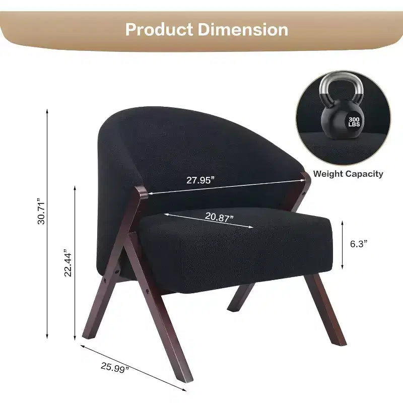 Fauteuil d'appoint moderne, Fauteuil d'appoint du milieu du siècle en PU, Fauteuil de lecture confortable rembourré, Fauteuil d'appoint sans accoudoirs pour salon chambre