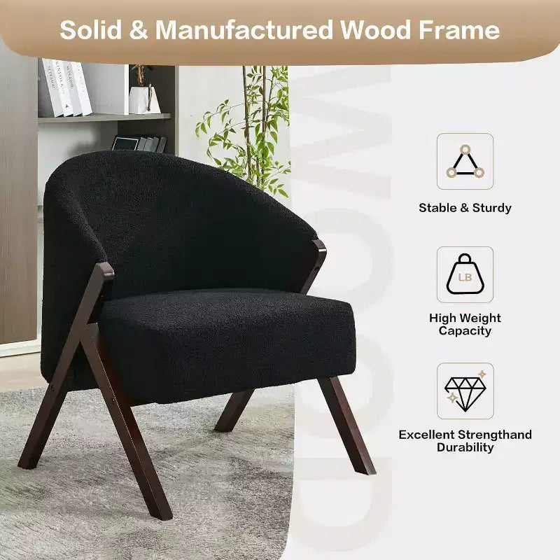 Fauteuil d'appoint moderne, Fauteuil d'appoint du milieu du siècle en PU, Fauteuil de lecture confortable rembourré, Fauteuil d'appoint sans accoudoirs pour salon chambre