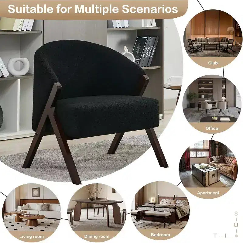 Fauteuil d'appoint moderne, Fauteuil d'appoint du milieu du siècle en PU, Fauteuil de lecture confortable rembourré, Fauteuil d'appoint sans accoudoirs pour salon chambre