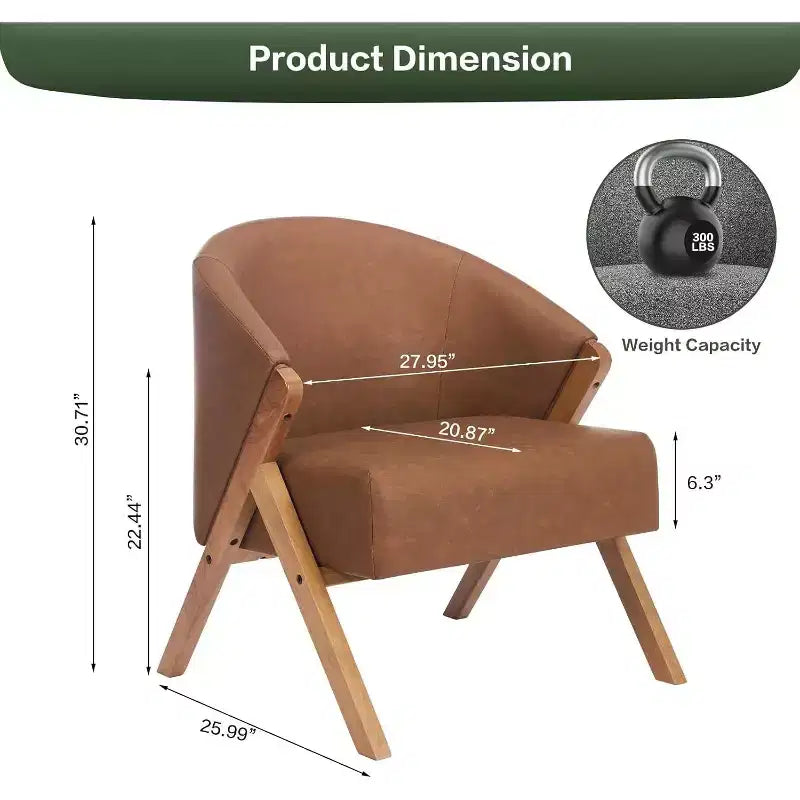 Fauteuil d'appoint moderne, Fauteuil d'appoint du milieu du siècle en PU, Fauteuil de lecture confortable rembourré, Fauteuil d'appoint sans accoudoirs pour salon chambre