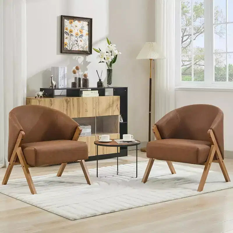 Fauteuil d'appoint moderne, Fauteuil d'appoint du milieu du siècle en PU, Fauteuil de lecture confortable rembourré, Fauteuil d'appoint sans accoudoirs pour salon chambre