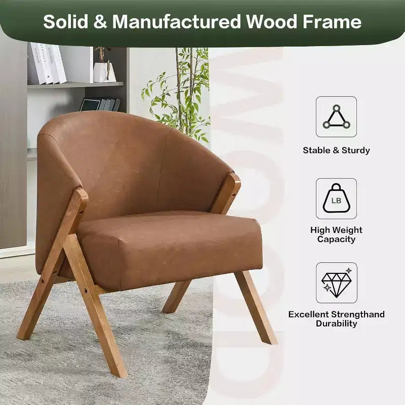 Fauteuil d'appoint moderne, Fauteuil d'appoint du milieu du siècle en PU, Fauteuil de lecture confortable rembourré, Fauteuil d'appoint sans accoudoirs pour salon chambre