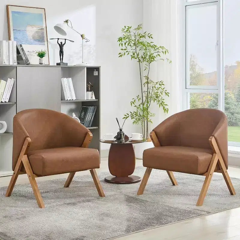 Fauteuil d'appoint moderne, Fauteuil d'appoint du milieu du siècle en PU, Fauteuil de lecture confortable rembourré, Fauteuil d'appoint sans accoudoirs pour salon chambre