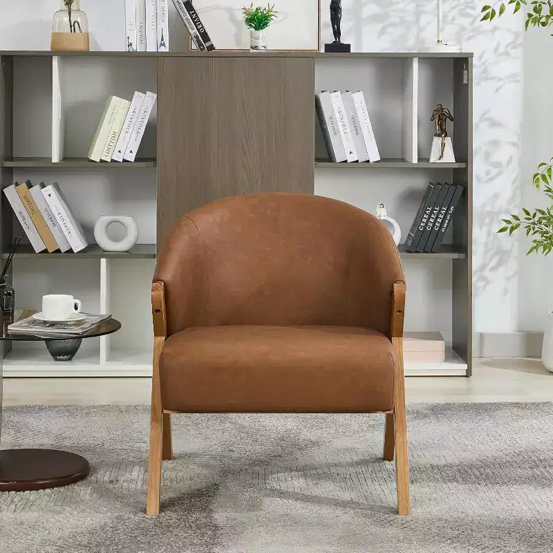 Fauteuil d'appoint moderne, Fauteuil d'appoint du milieu du siècle en PU, Fauteuil de lecture confortable rembourré, Fauteuil d'appoint sans accoudoirs pour salon chambre