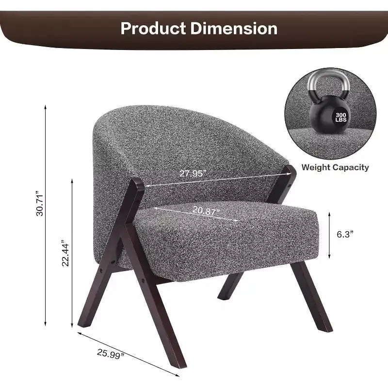 Fauteuil d'appoint moderne, Fauteuil d'appoint du milieu du siècle en PU, Fauteuil de lecture confortable rembourré, Fauteuil d'appoint sans accoudoirs pour salon chambre