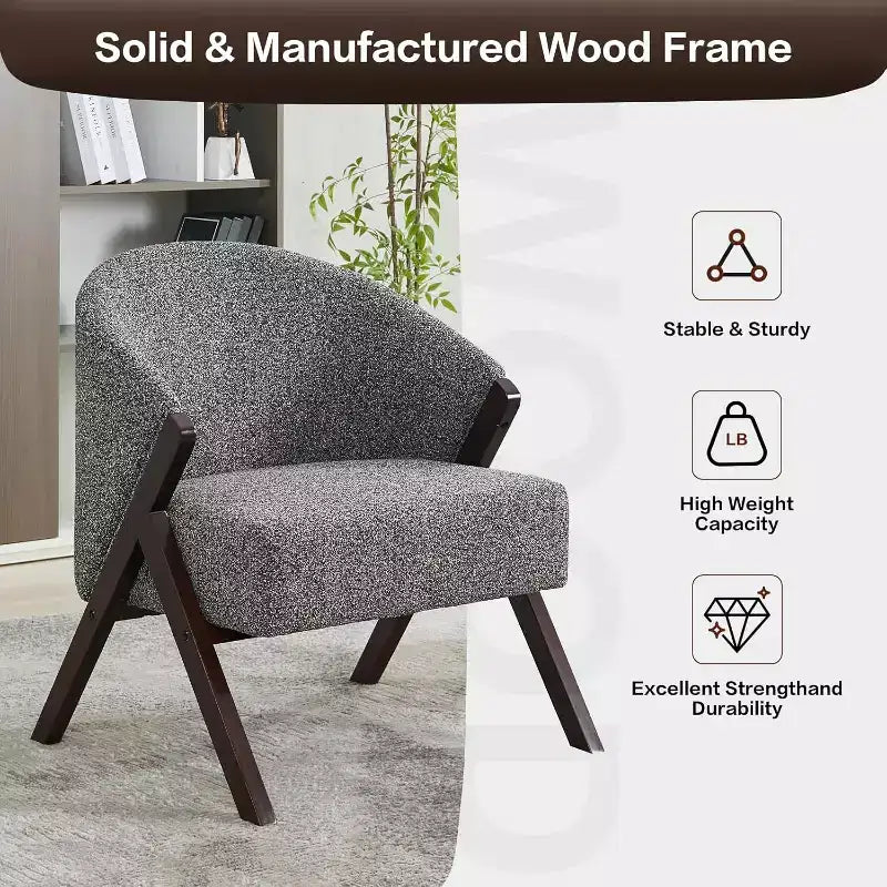 Fauteuil d'appoint moderne, Fauteuil d'appoint du milieu du siècle en PU, Fauteuil de lecture confortable rembourré, Fauteuil d'appoint sans accoudoirs pour salon chambre