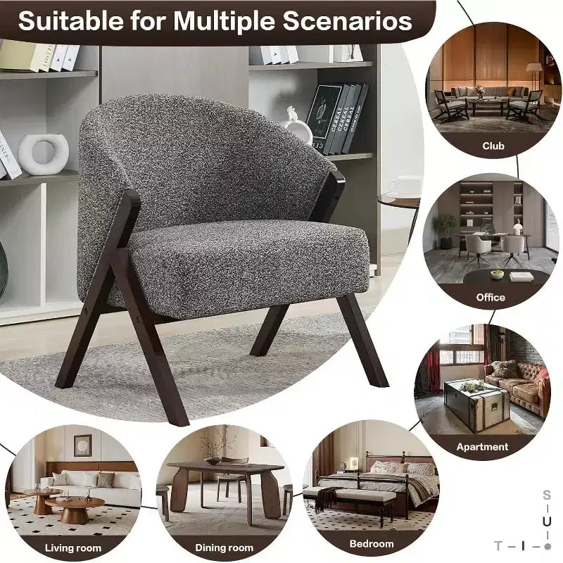 Fauteuil d'appoint moderne, Fauteuil d'appoint du milieu du siècle en PU, Fauteuil de lecture confortable rembourré, Fauteuil d'appoint sans accoudoirs pour salon chambre