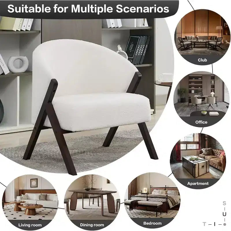 Fauteuil d'appoint moderne, Fauteuil d'appoint du milieu du siècle en PU, Fauteuil de lecture confortable rembourré, Fauteuil d'appoint sans accoudoirs pour salon chambre