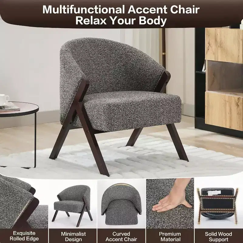 Fauteuil d'appoint moderne, Fauteuil d'appoint du milieu du siècle en PU, Fauteuil de lecture confortable rembourré, Fauteuil d'appoint sans accoudoirs pour salon chambre