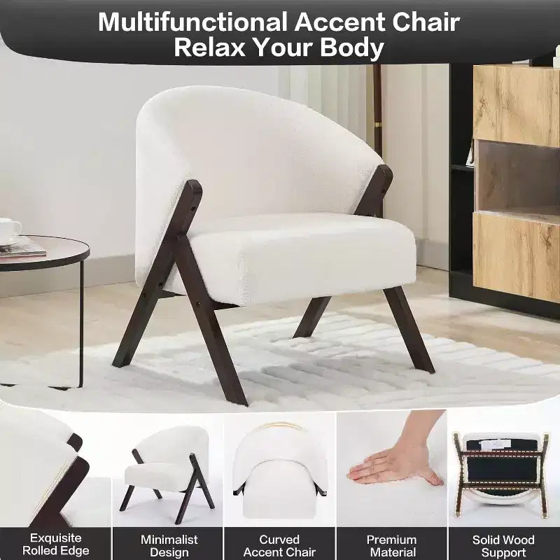 Fauteuil d'appoint moderne, Fauteuil d'appoint du milieu du siècle en PU, Fauteuil de lecture confortable rembourré, Fauteuil d'appoint sans accoudoirs pour salon chambre