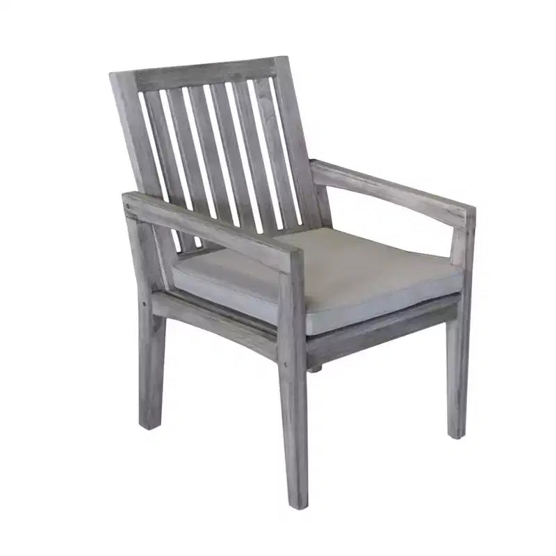 Courtyard Casual Driftwood Gray Teak Surf Side Outdoor Dining Chair with Cushion