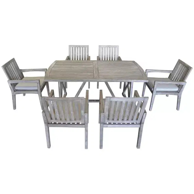 Chaise de salle à manger d'extérieur Courtyard Casual Driftwood Grey Teak Surf Side avec coussin