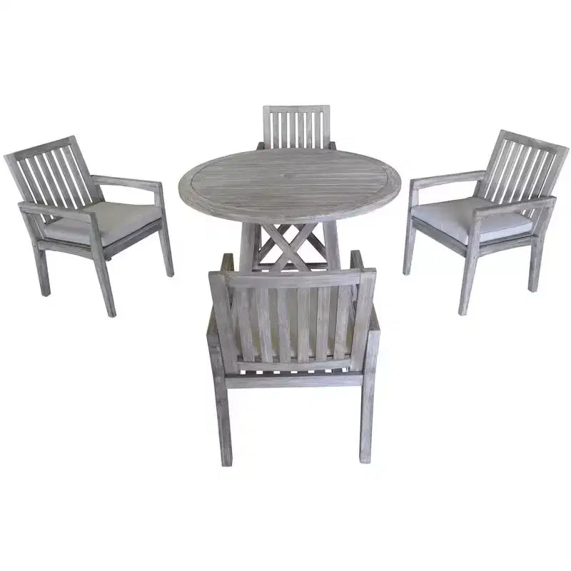 Chaise de salle à manger d'extérieur Courtyard Casual Driftwood Grey Teak Surf Side avec coussin