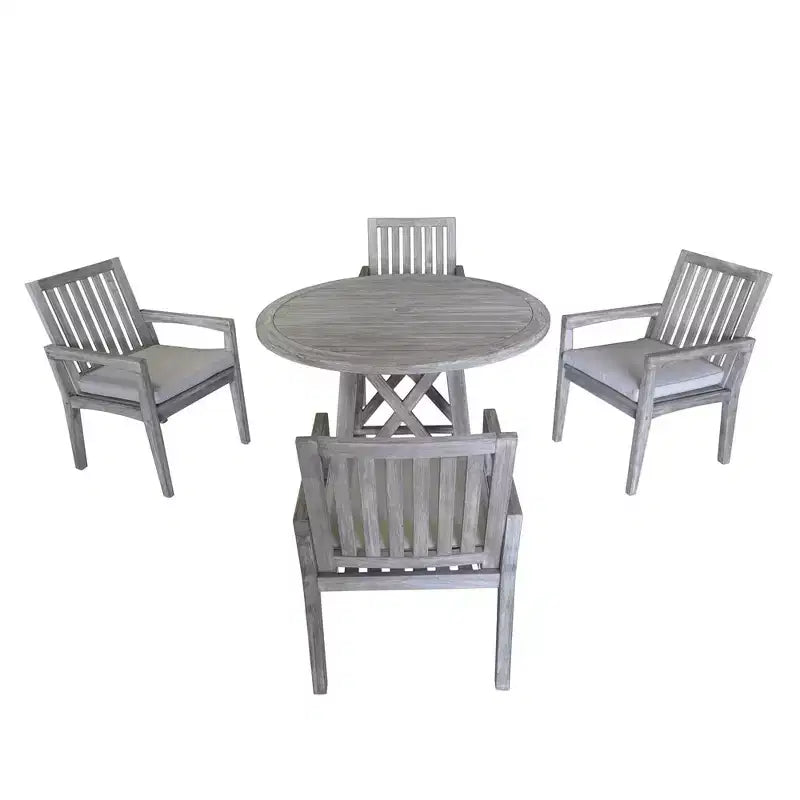Chaise de salle à manger d'extérieur Courtyard Casual Driftwood Grey Teak Surf Side avec coussin