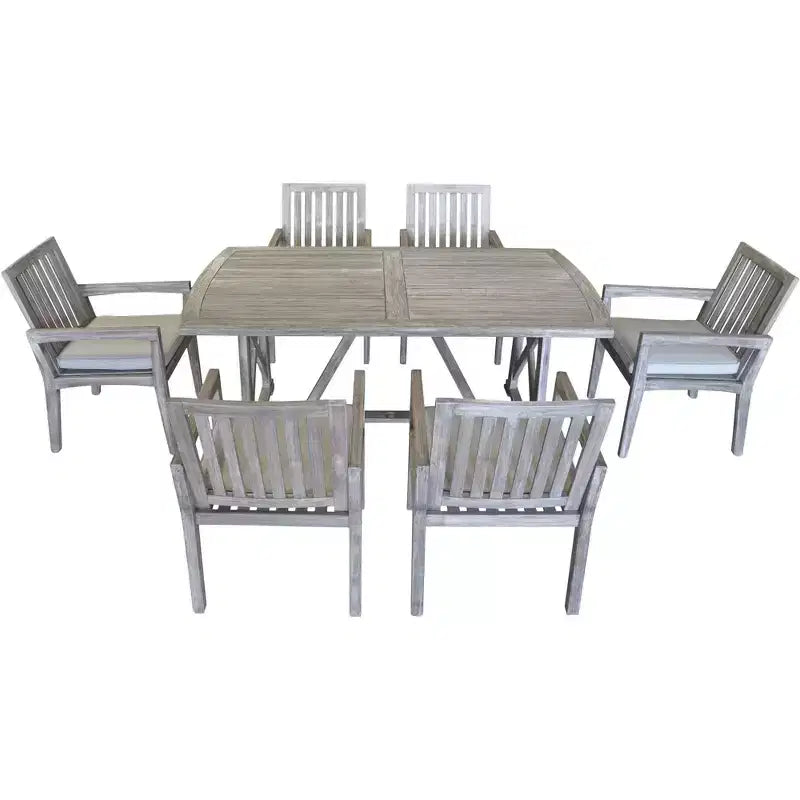 Chaise de salle à manger d'extérieur Courtyard Casual Driftwood Grey Teak Surf Side avec coussin