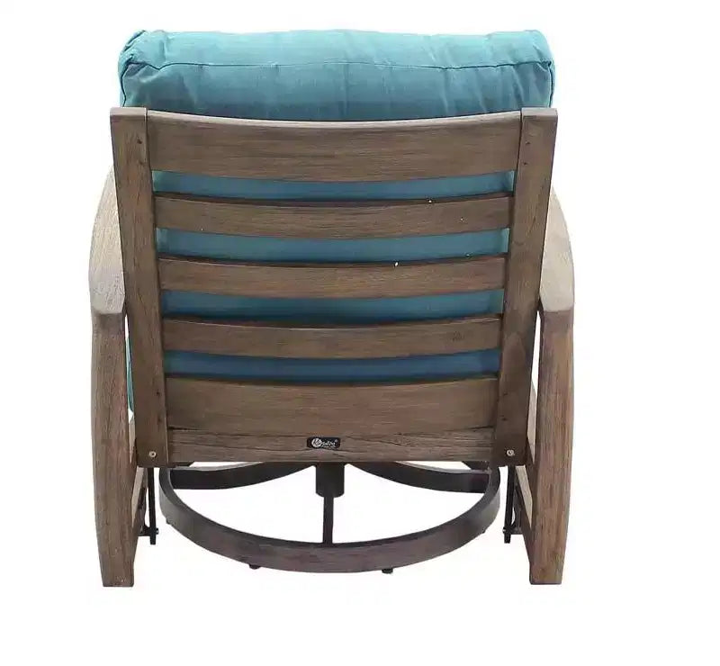 Courtyard Casual Avalon FSC Teck Glider Pivotant en Teck Fini Gris Bruyère Suspension de Toile Sous le Coussin pour plus de Confort Tissu Sunbrella