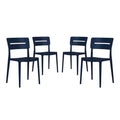 WestinTrends Playa Outdoor Modern Stackable Plastic Patio Dining Chairs (Set of 4), Navy Blue