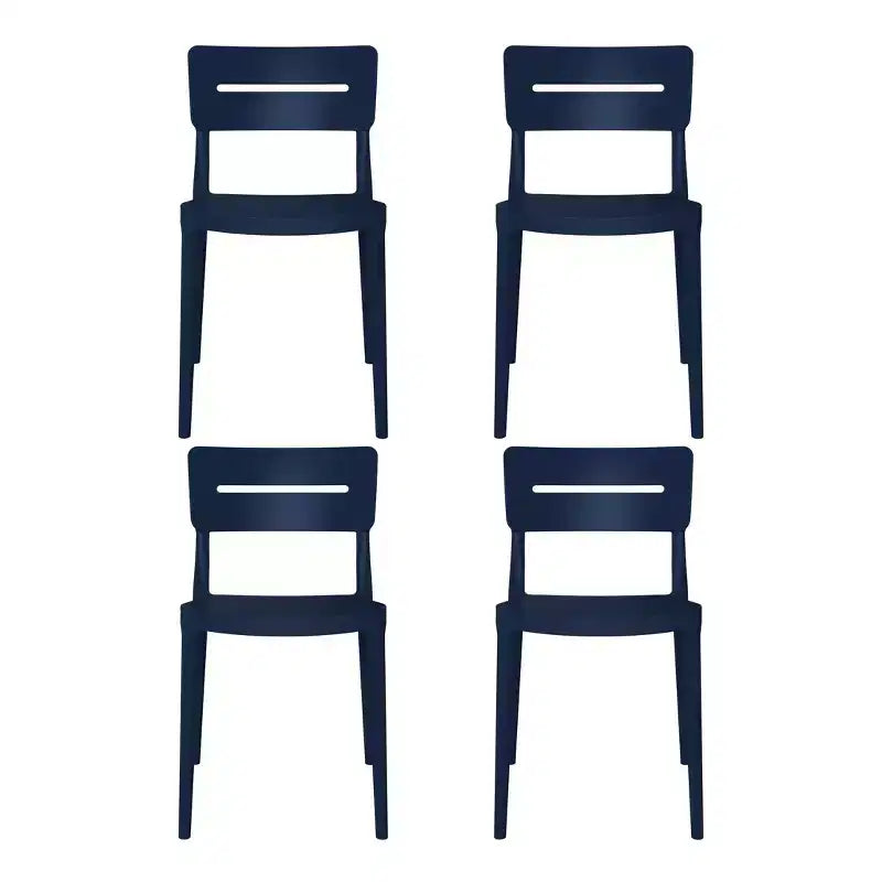 WestinTrends Playa Chaises de salle à manger d'extérieur modernes empilables en plastique (lot de 4), bleu marine