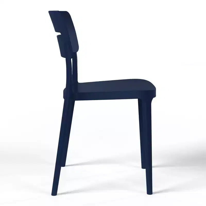 WestinTrends Playa Chaises de salle à manger d'extérieur modernes empilables en plastique (lot de 4), bleu marine