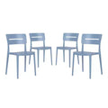 WestinTrends Playa Outdoor Modern Stackable Plastic Patio Dining Chairs (Set of 4), French Blue