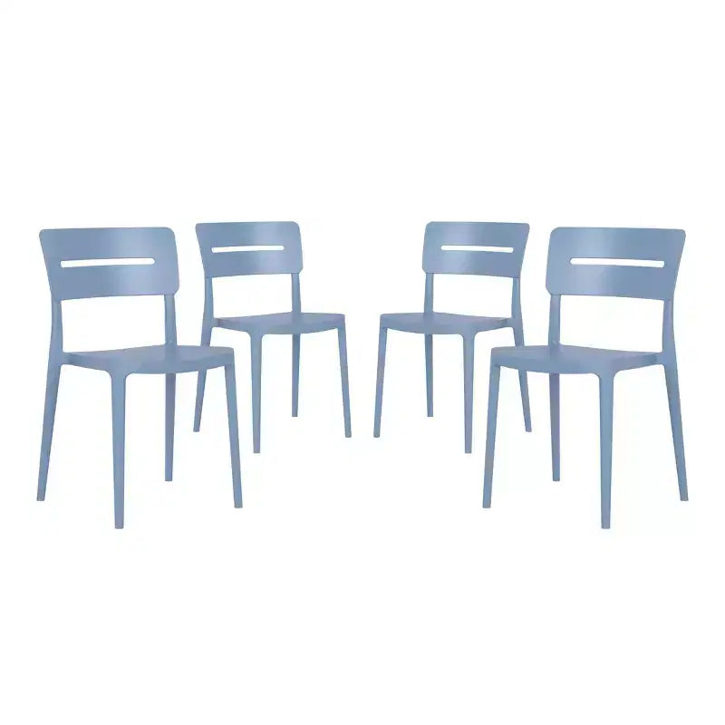 WestinTrends Playa Outdoor Modern Stackable Plastic Patio Dining Chairs (Set of 4), French Blue