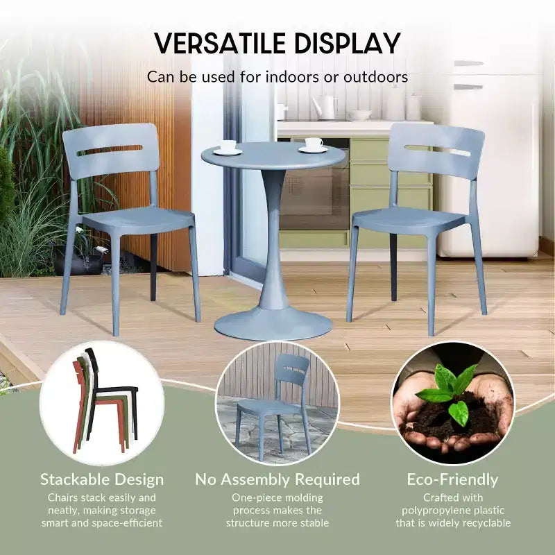WestinTrends Playa Chaises de salle à manger d'extérieur modernes empilables en plastique (lot de 4), Bleu français