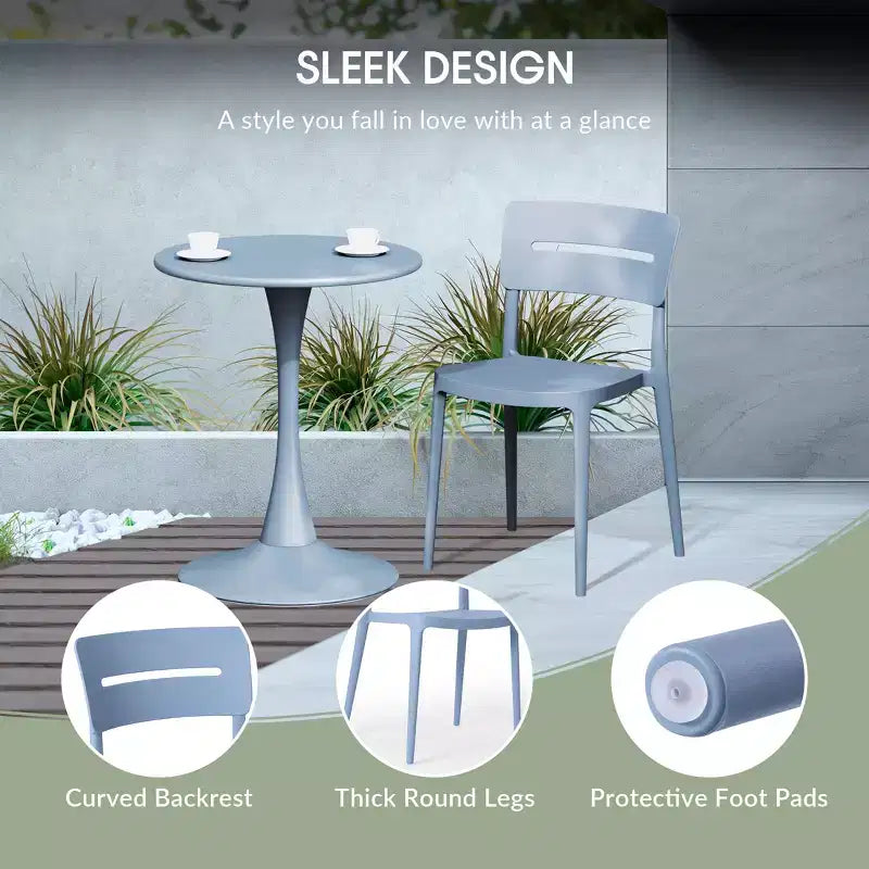 WestinTrends Playa Chaises de salle à manger d'extérieur modernes empilables en plastique (lot de 4), Bleu français