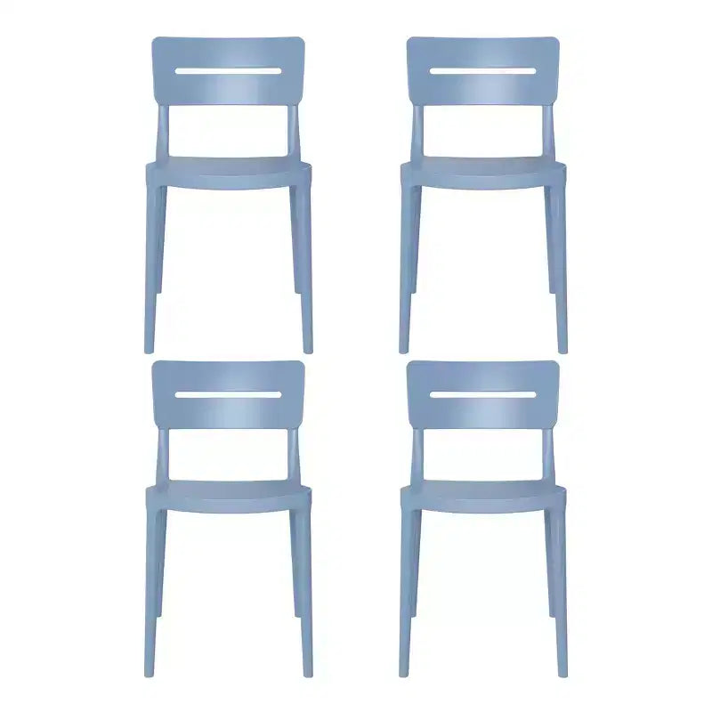 WestinTrends Playa Chaises de salle à manger d'extérieur modernes empilables en plastique (lot de 4), Bleu français