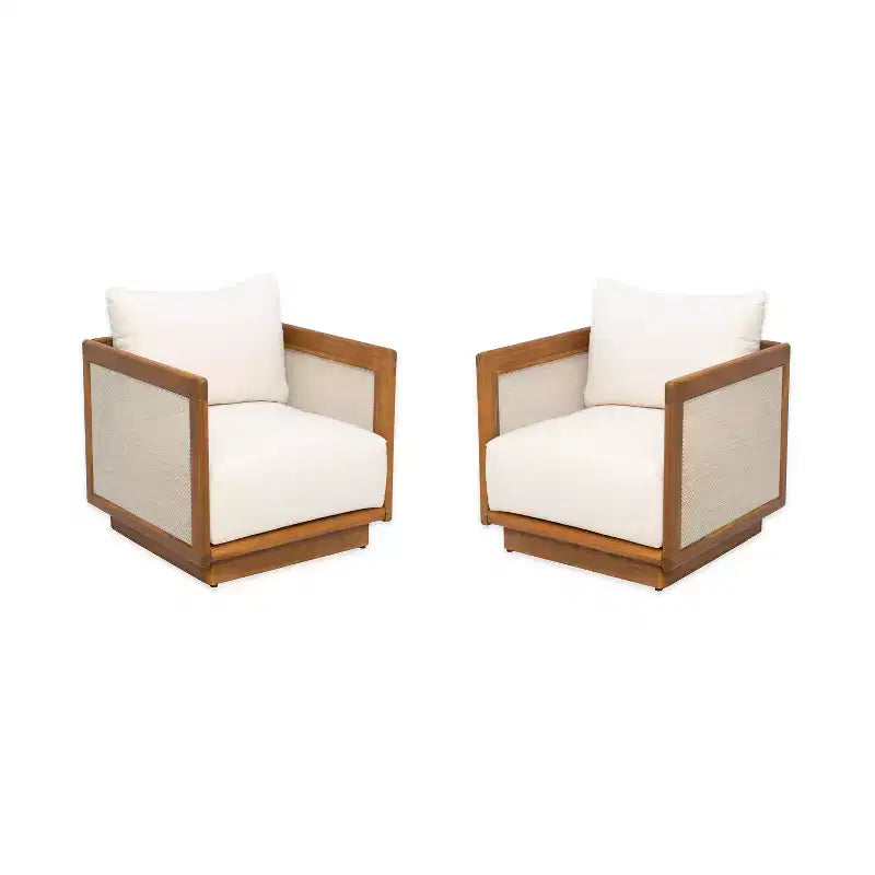 Fauteuil de jardin Christopher Knight Home Grath, moderne du milieu du siècle, en bois d'acacia et textilène, avec coussin épais