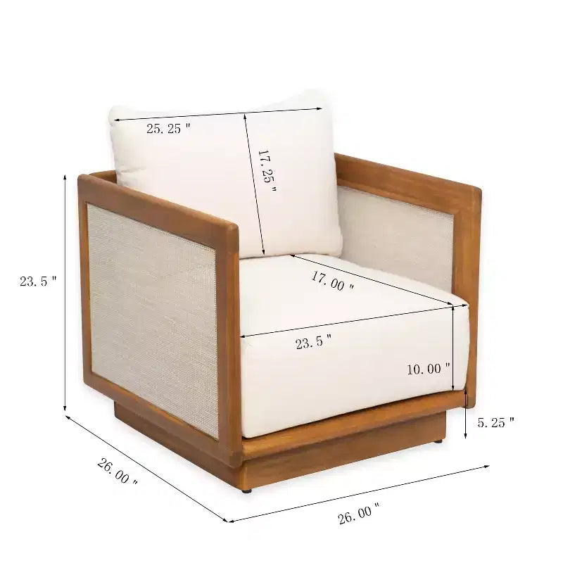 Fauteuil de jardin Christopher Knight Home Grath, moderne du milieu du siècle, en bois d'acacia et textilène, avec coussin épais