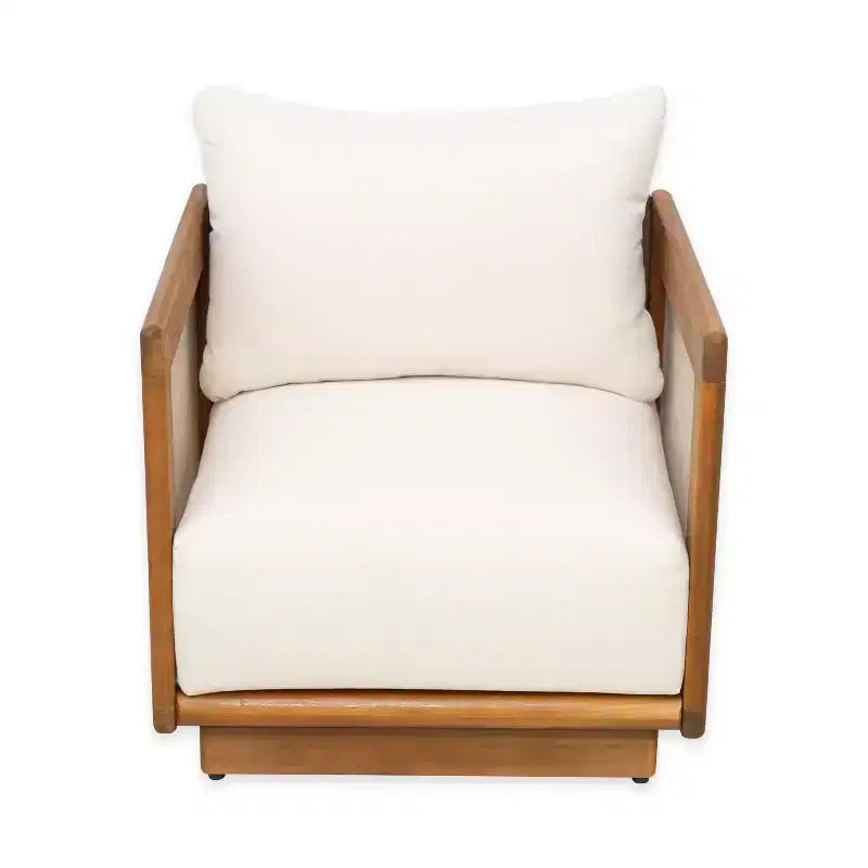 Fauteuil de jardin Christopher Knight Home Grath, moderne du milieu du siècle, en bois d'acacia et textilène, avec coussin épais
