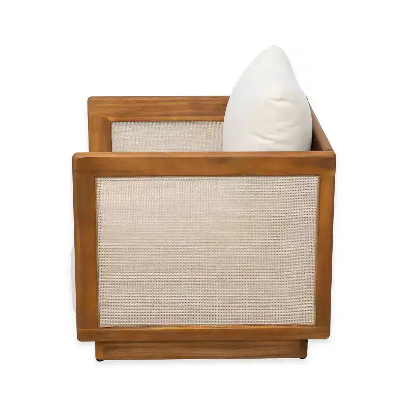 Fauteuil de jardin Christopher Knight Home Grath, moderne du milieu du siècle, en bois d'acacia et textilène, avec coussin épais