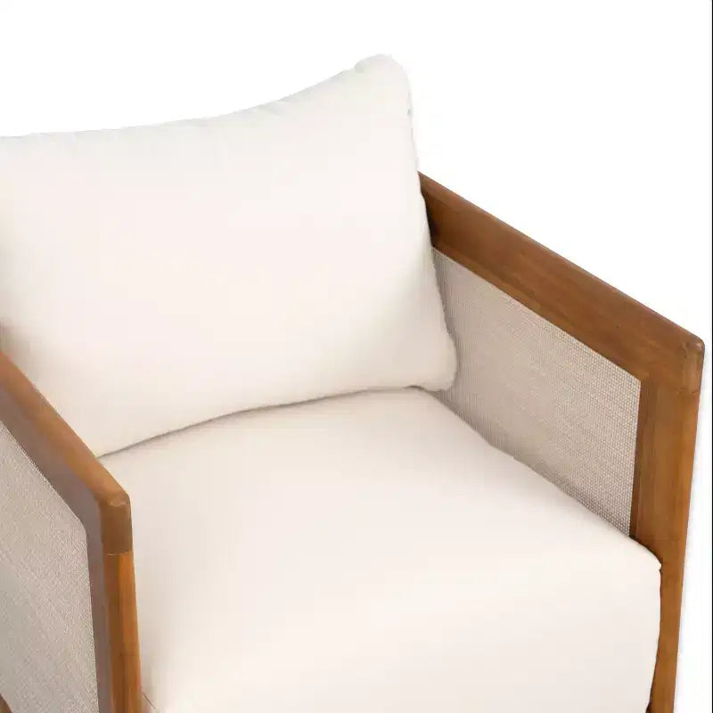 Fauteuil de jardin Christopher Knight Home Grath, moderne du milieu du siècle, en bois d'acacia et textilène, avec coussin épais