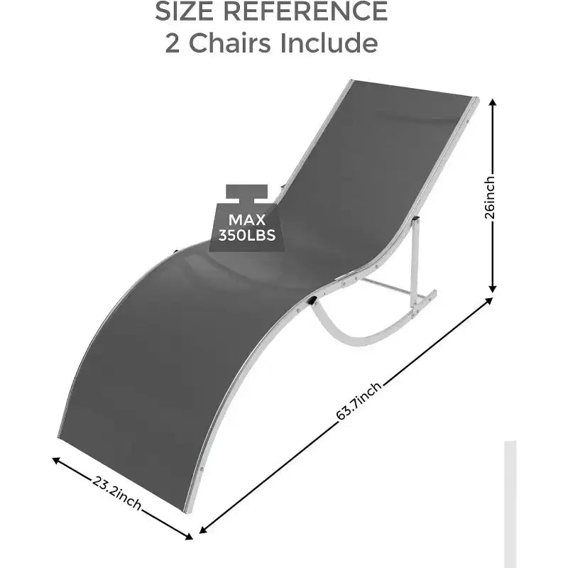 Ensemble de 2 chaises longues en aluminium Acekool - Chaises de piscine en textilène avec support ergonomique