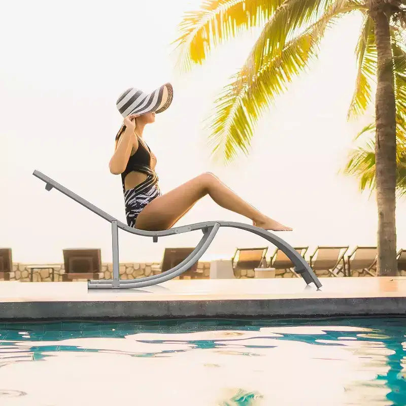Ensemble de 2 chaises longues en aluminium Acekool - Chaises de piscine en textilène avec support ergonomique