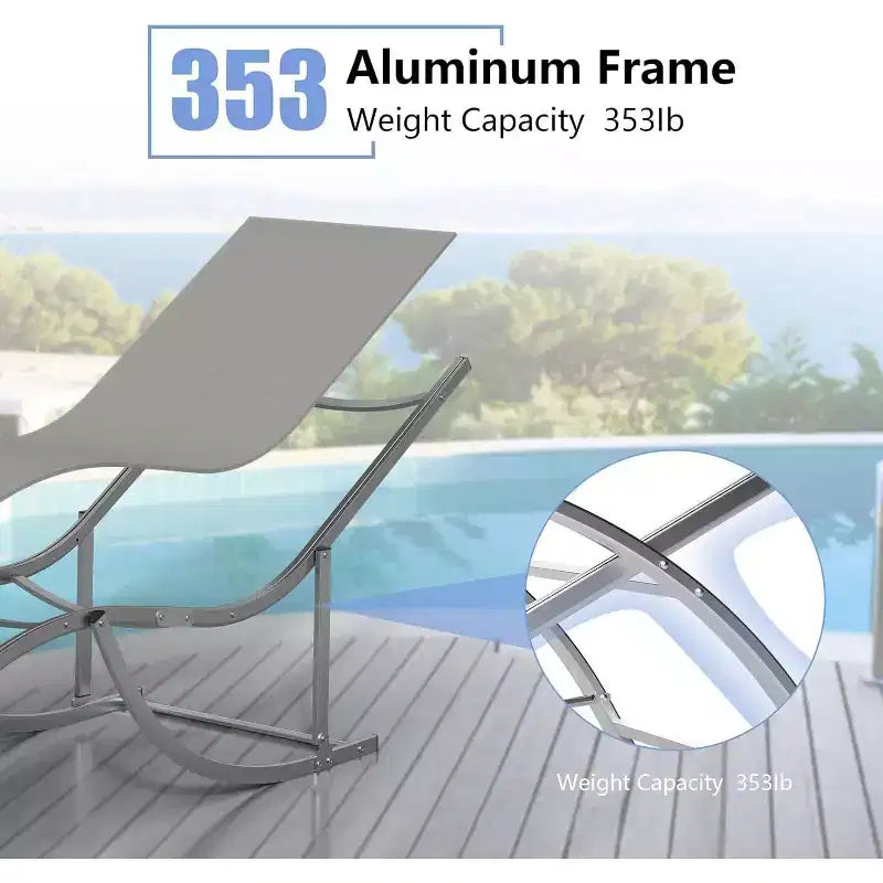 Ensemble de 2 chaises longues en aluminium Acekool - Chaises de piscine en textilène avec support ergonomique