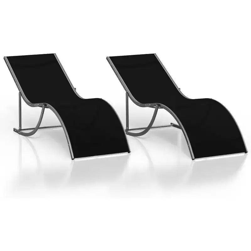 Ensemble de 2 chaises longues en aluminium Acekool - Chaises de piscine en textilène avec support ergonomique