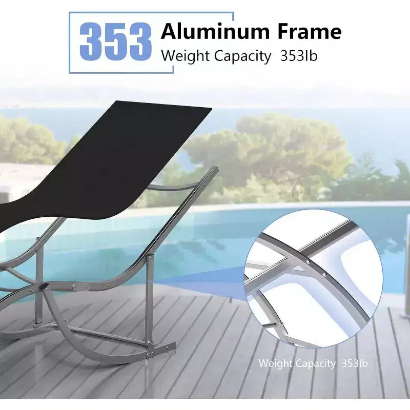 Ensemble de 2 chaises longues en aluminium Acekool - Chaises de piscine en textilène avec support ergonomique