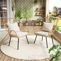 Patio Wicker Chairs Set of 2/4, Boho Rattan Accent Chairs with Cushions & Pillows, Indoor Outdoor Bistro Chairs for Patio, Balcony, Living Room